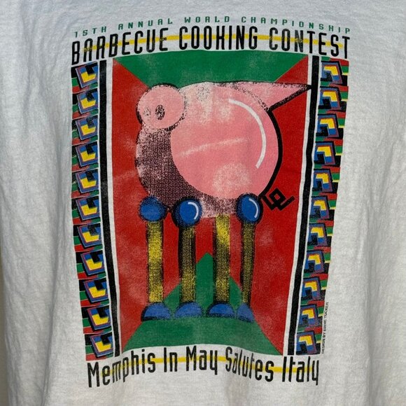 Vintage 1990s Memphis in May Barbecue Cooking Contest T-Shirt, Salutes Italy, L - Picture 2 of 4